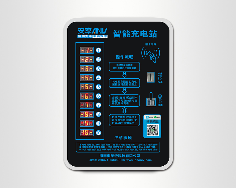 扫码、刷卡、投币、三合一十路充电站